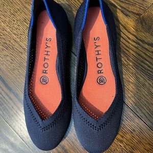 Rothys 6 navy lattice stitch maritime navy retired ballet flat, perfect unworn.